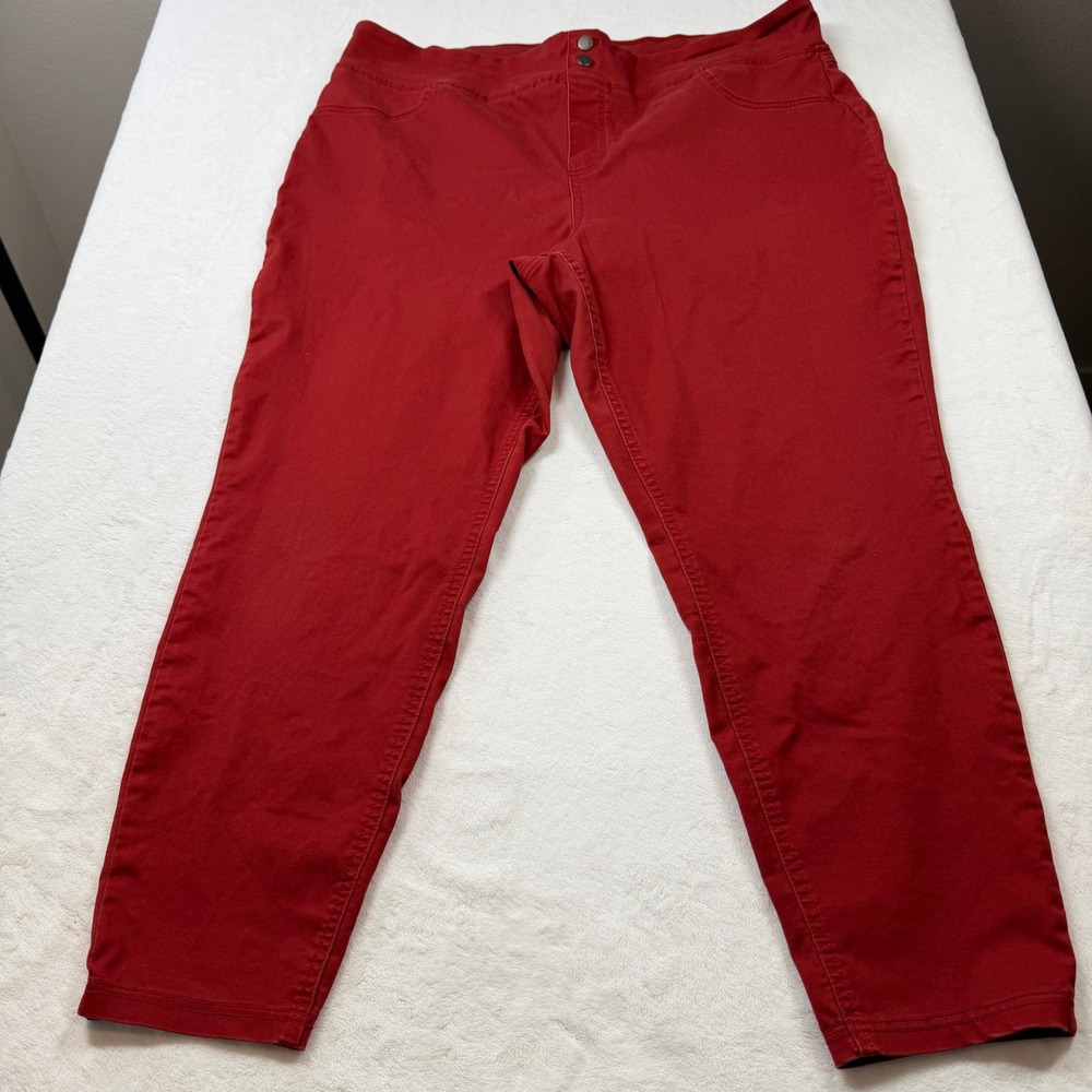 Terra & Sky Pull On Pants Womens 2X Red Good Stretch Cotton Blend TS12100015408